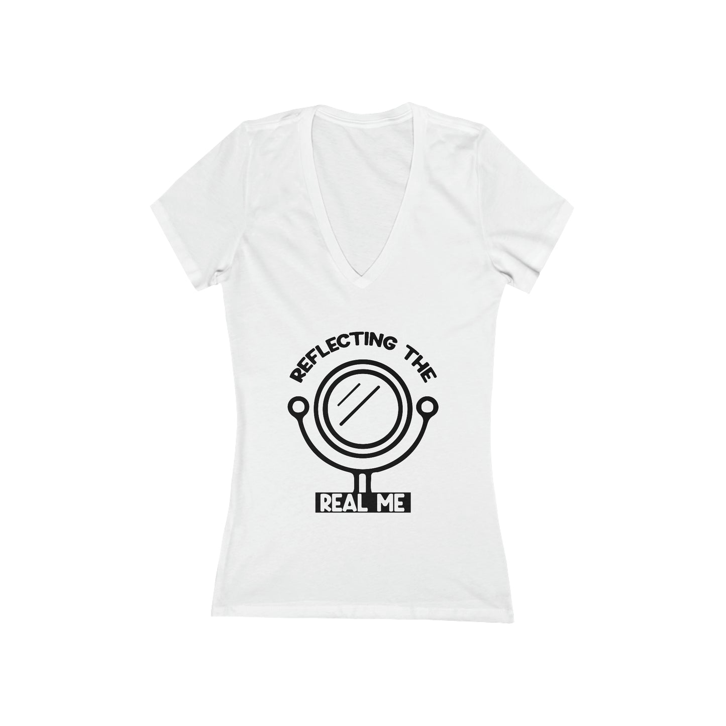 Reflecting the Real Me - Women's Jersey Short Sleeve Deep V-Neck Tee