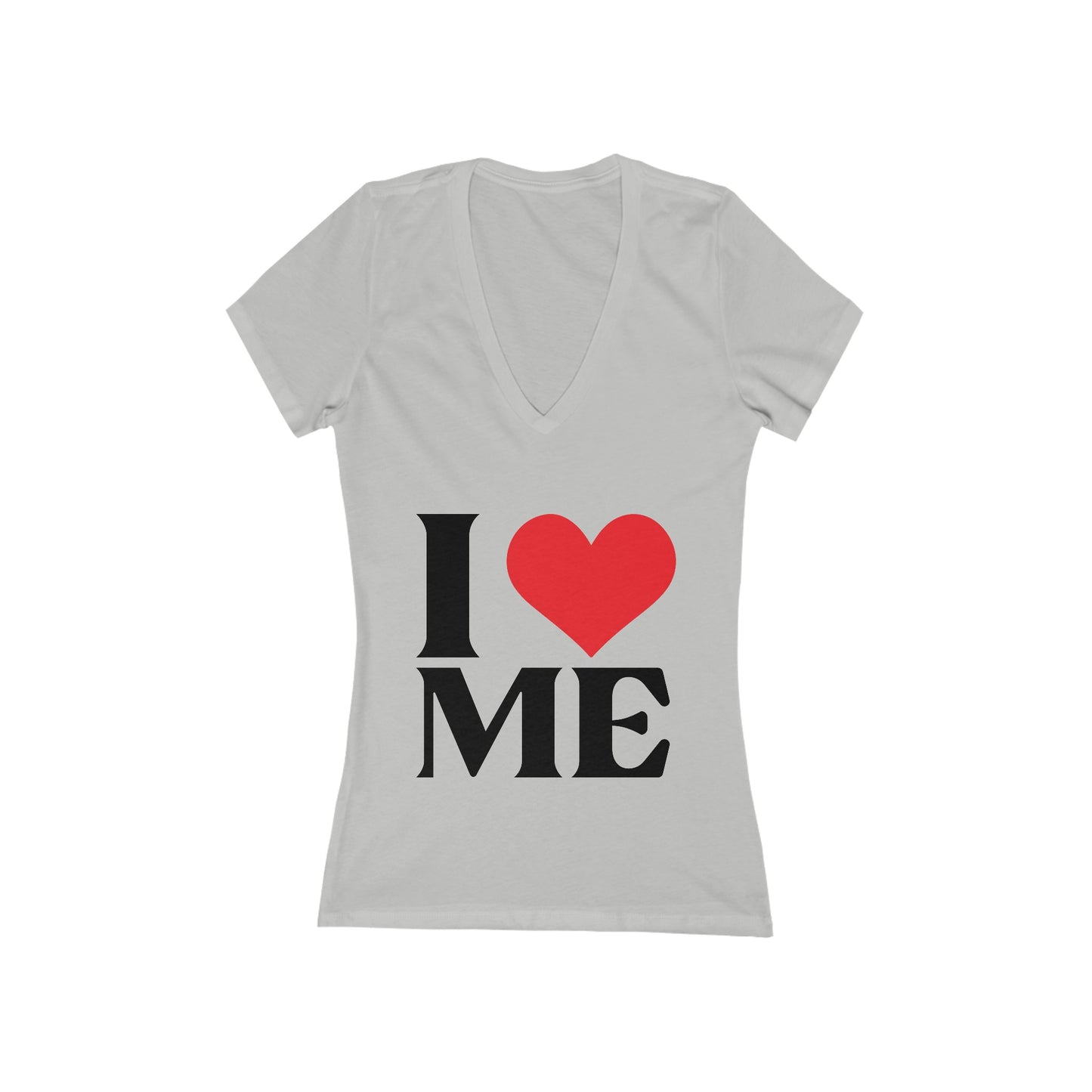 I Love Me - Women's Jersey Short Sleeve Deep V-Neck Tee