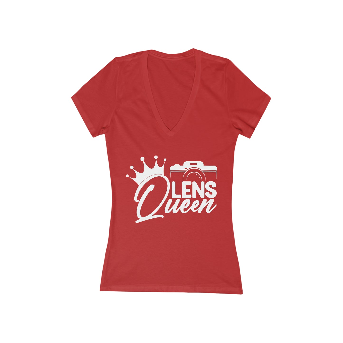 Lens Queen - Women's Jersey Short Sleeve Deep V-Neck Tee