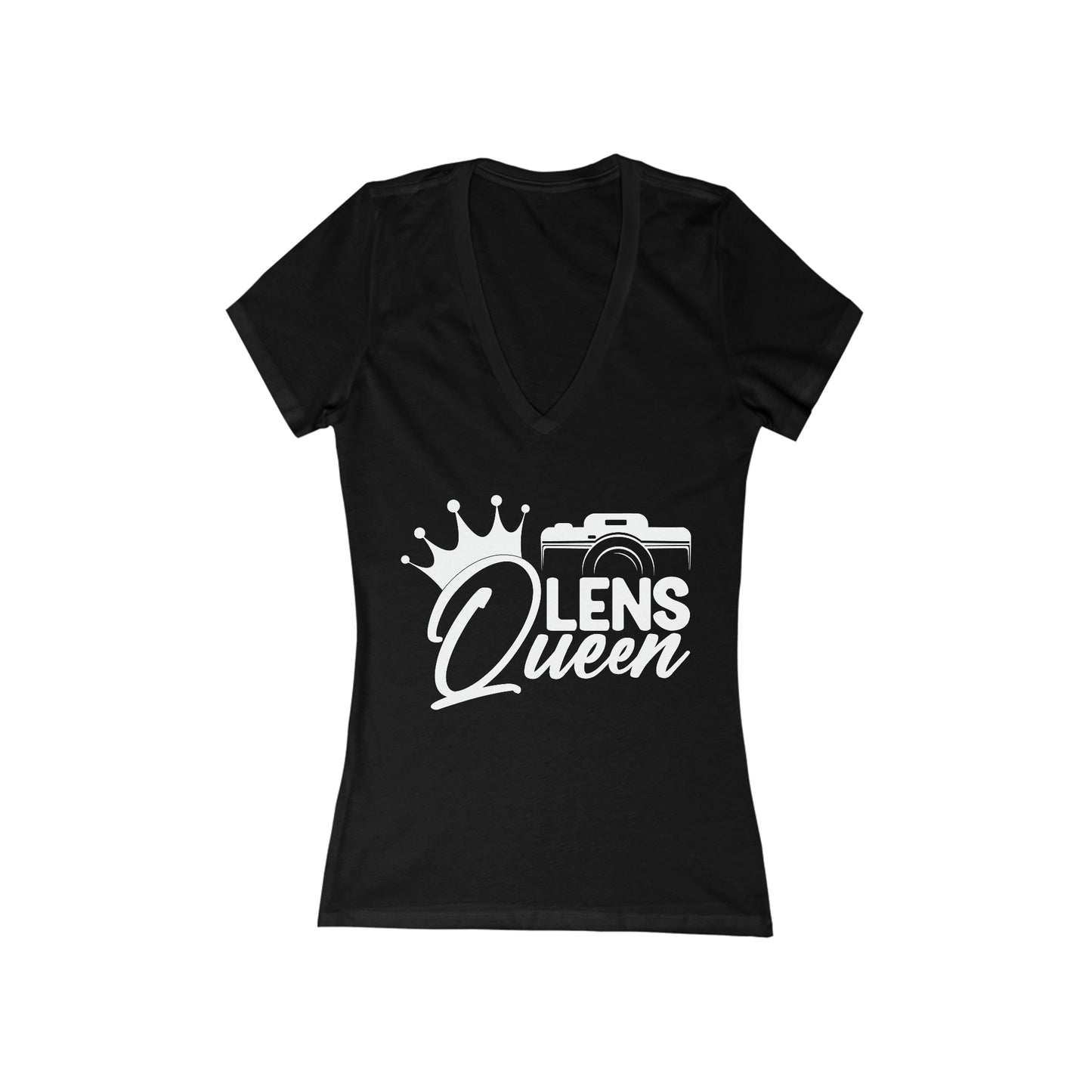 Lens Queen - Women's Jersey Short Sleeve Deep V-Neck Tee