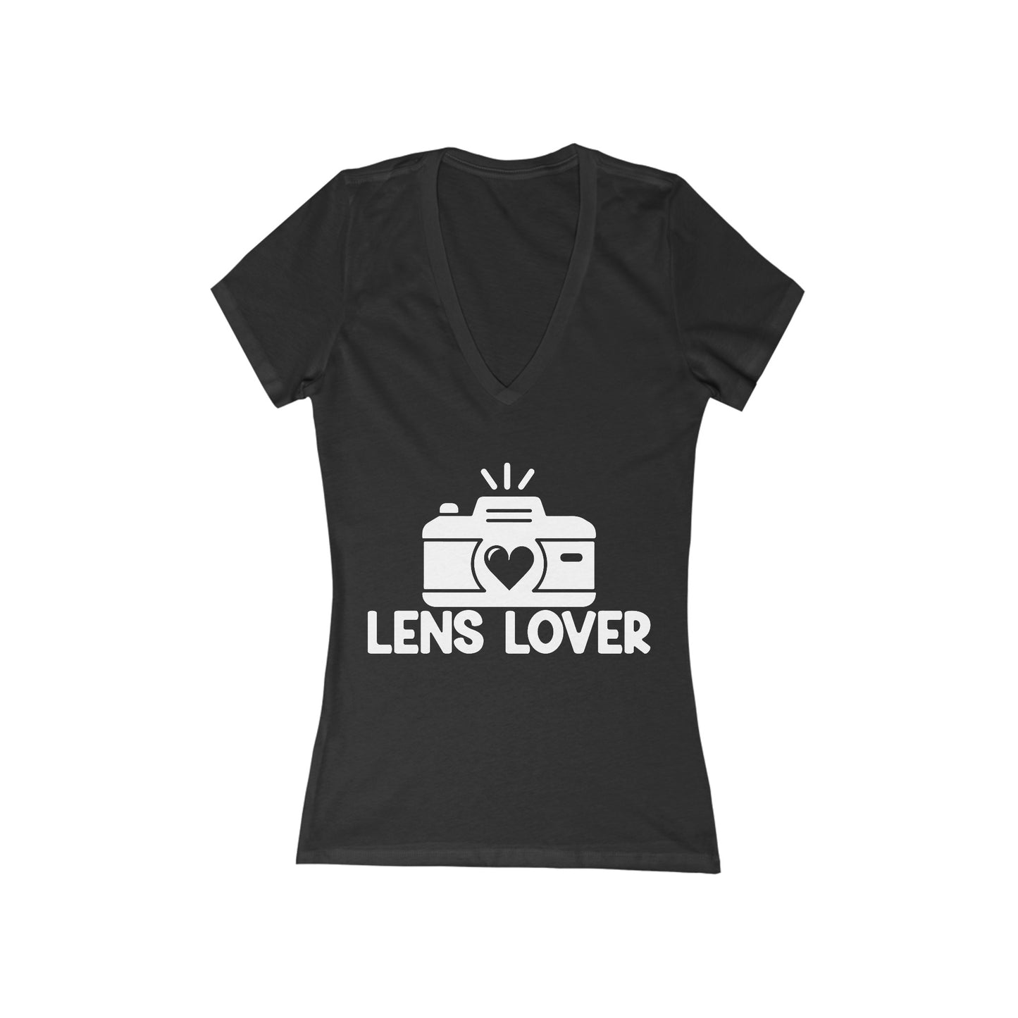 Lens Lover - Women's Jersey Short Sleeve Deep V-Neck Tee
