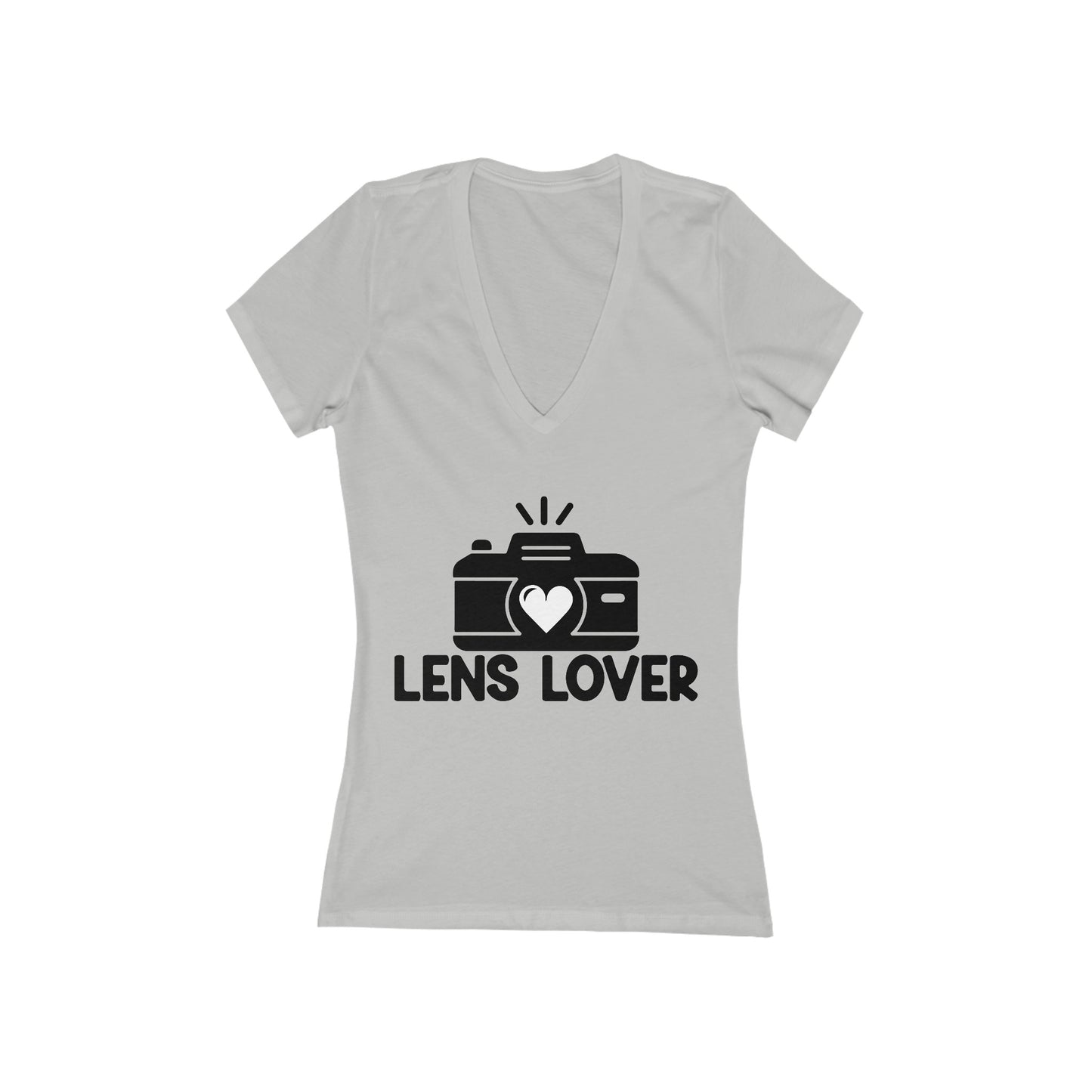 Lens Lover - Women's Jersey Short Sleeve Deep V-Neck Tee