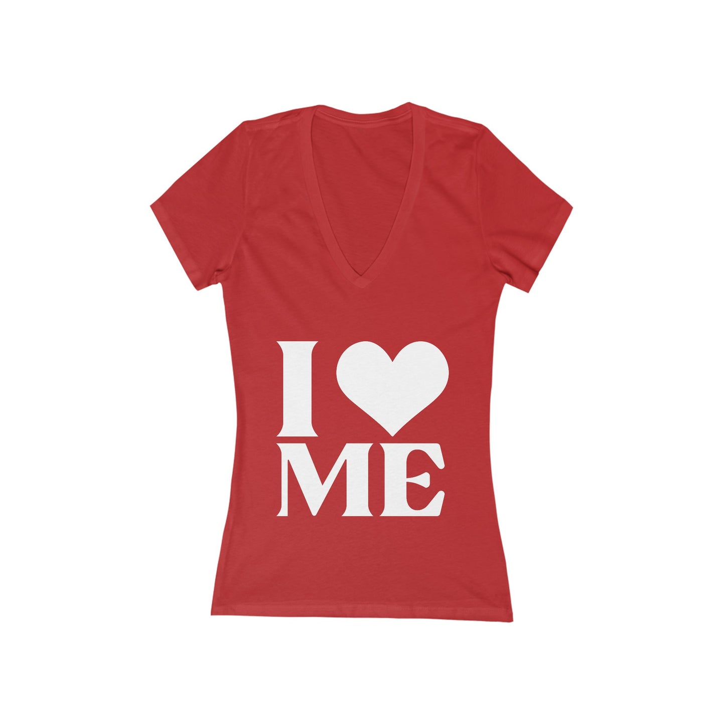 I Love Me - Women's Jersey Short Sleeve Deep V-Neck Tee