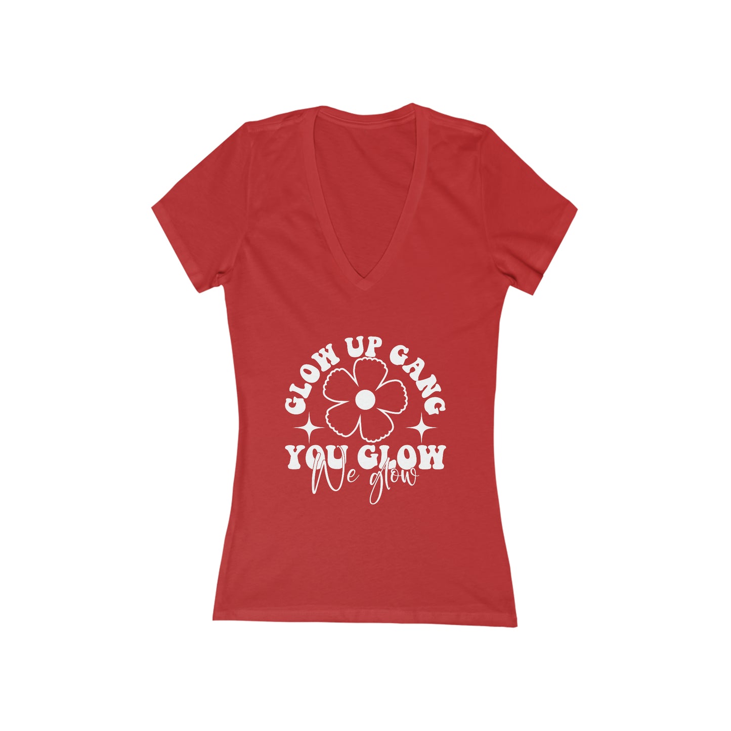 Glow Up Gang - Women's Jersey Short Sleeve Deep V-Neck Tee