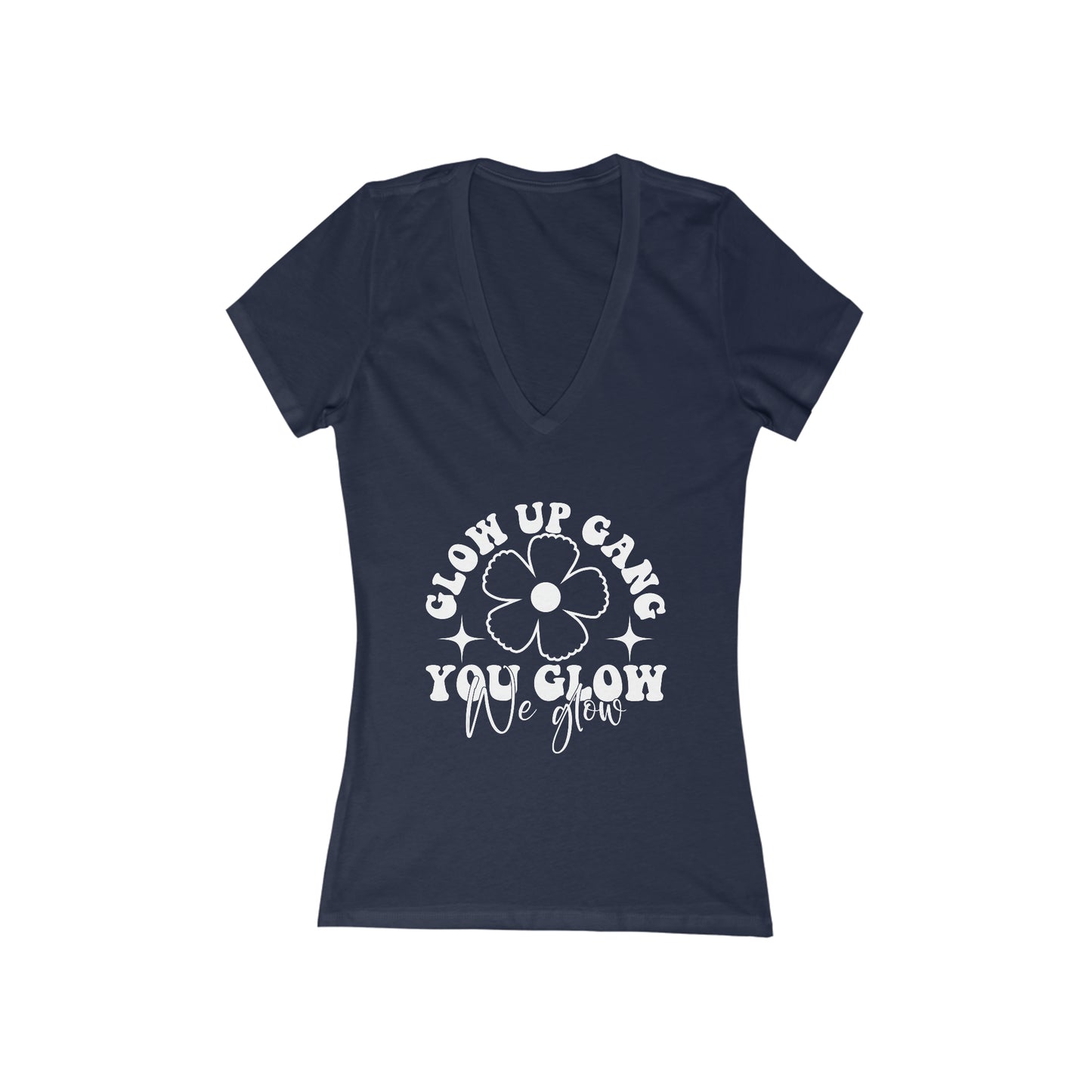 Glow Up Gang - Women's Jersey Short Sleeve Deep V-Neck Tee