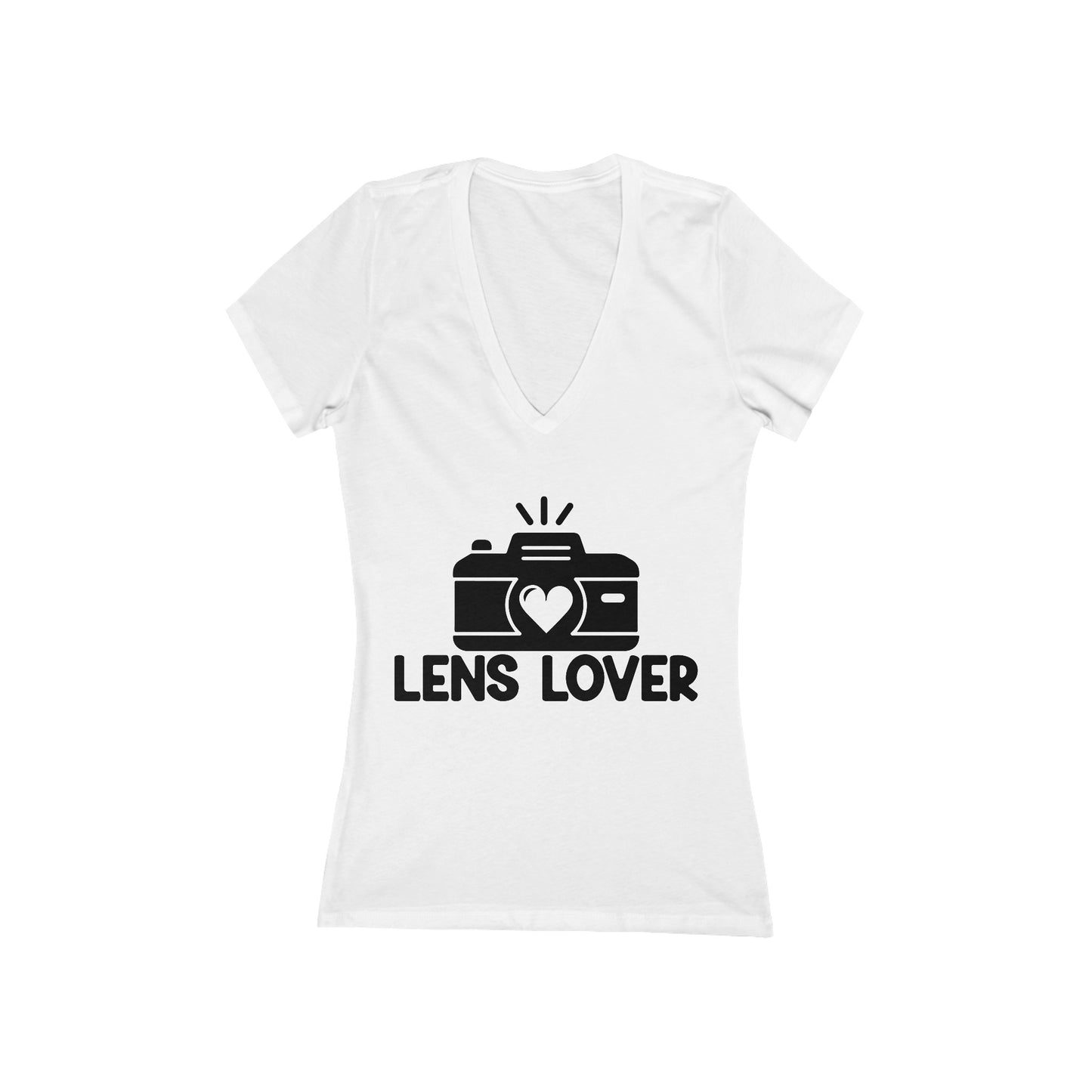 Lens Lover - Women's Jersey Short Sleeve Deep V-Neck Tee