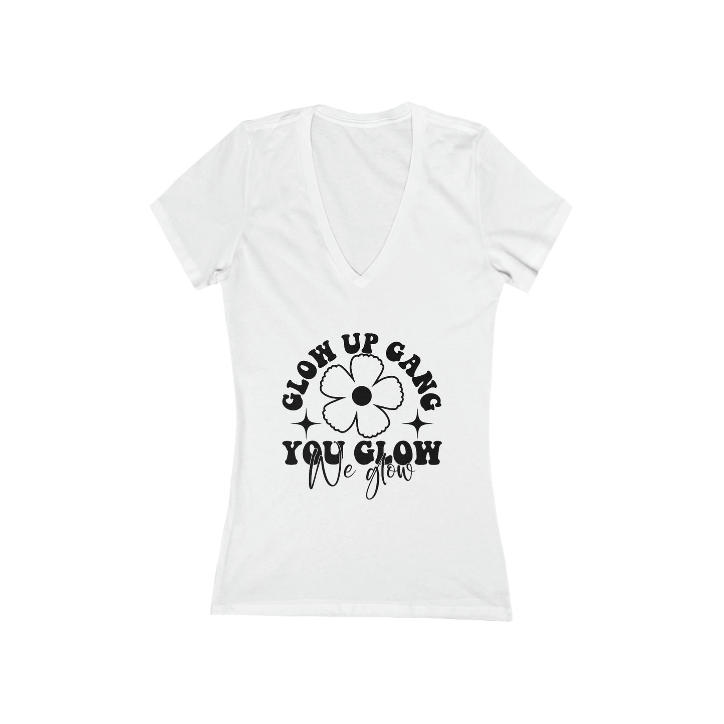 Glow Up Gang - Women's Jersey Short Sleeve Deep V-Neck Tee