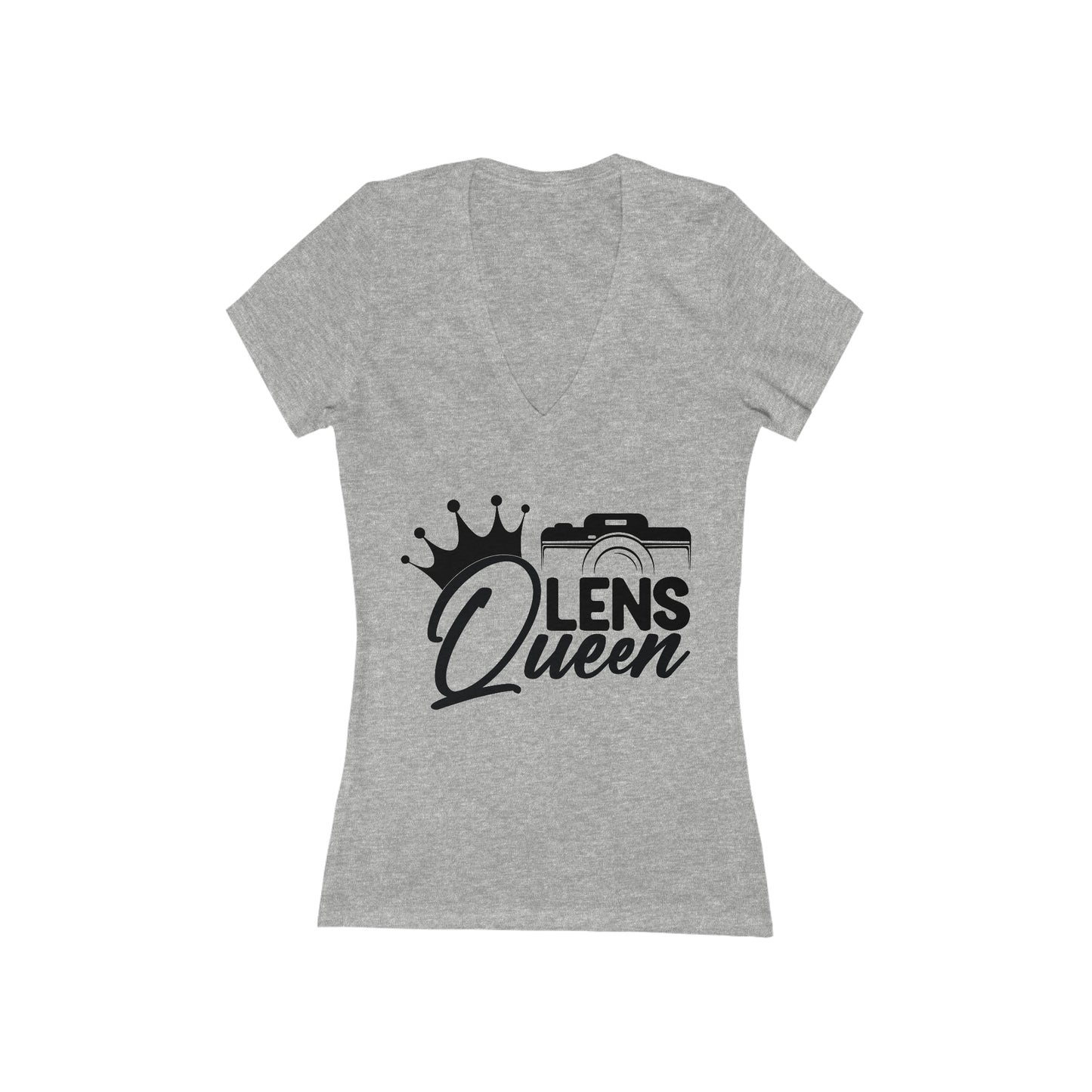 Lens Queen - Women's Jersey Short Sleeve Deep V-Neck Tee