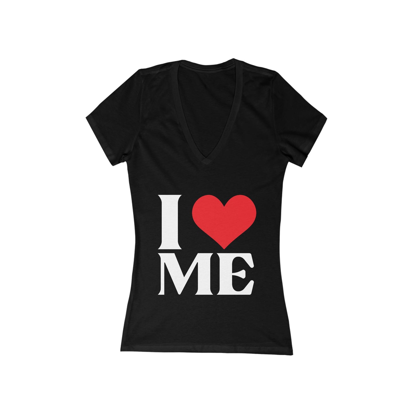 I Love Me - Women's Jersey Short Sleeve Deep V-Neck Tee