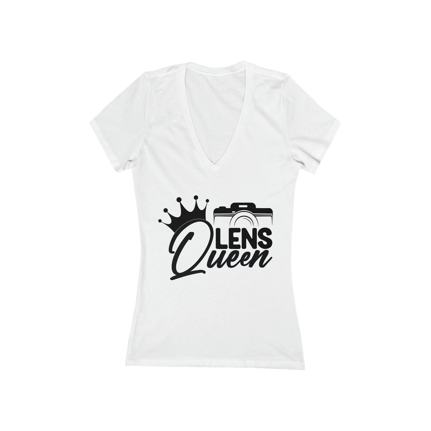Lens Queen - Women's Jersey Short Sleeve Deep V-Neck Tee
