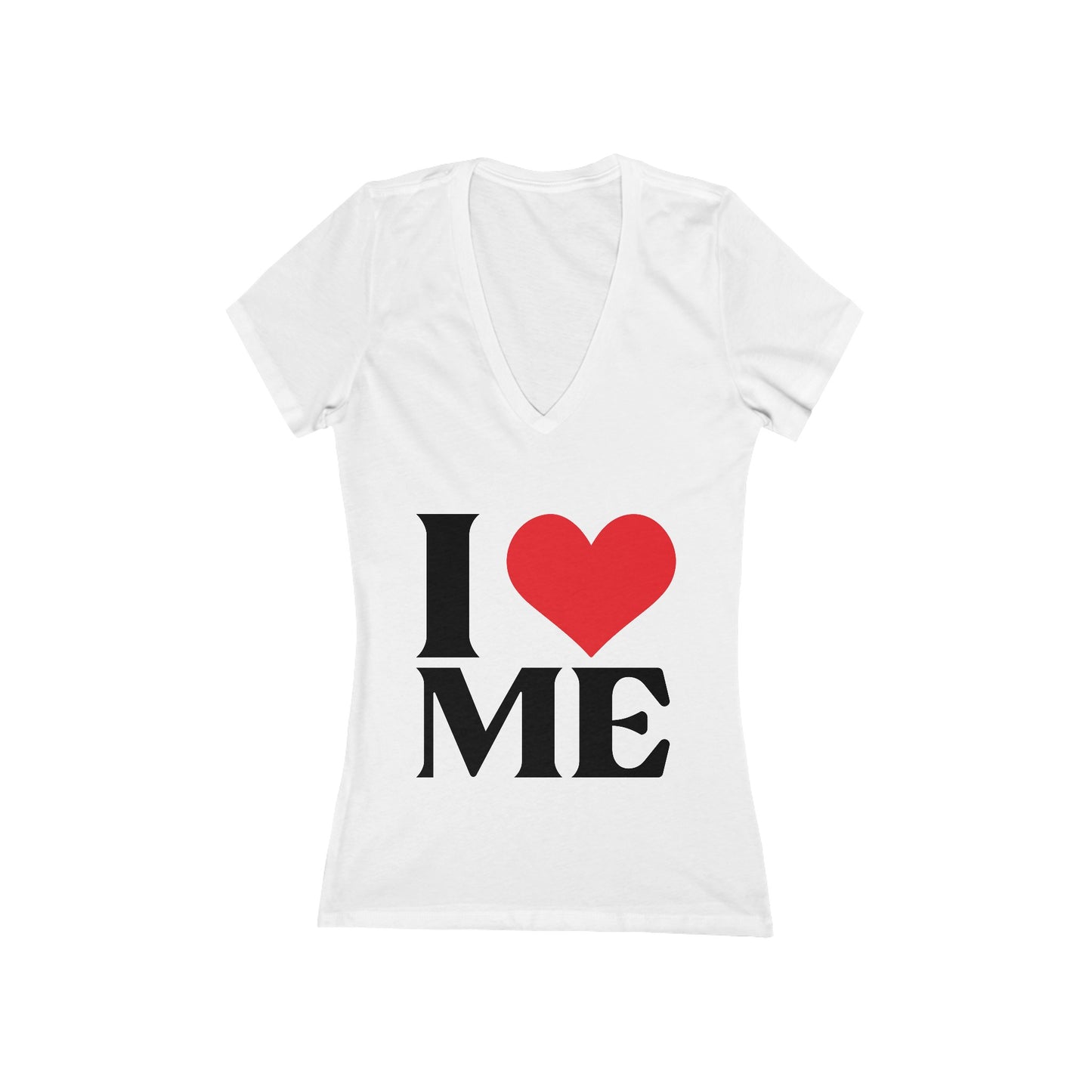 I Love Me - Women's Jersey Short Sleeve Deep V-Neck Tee