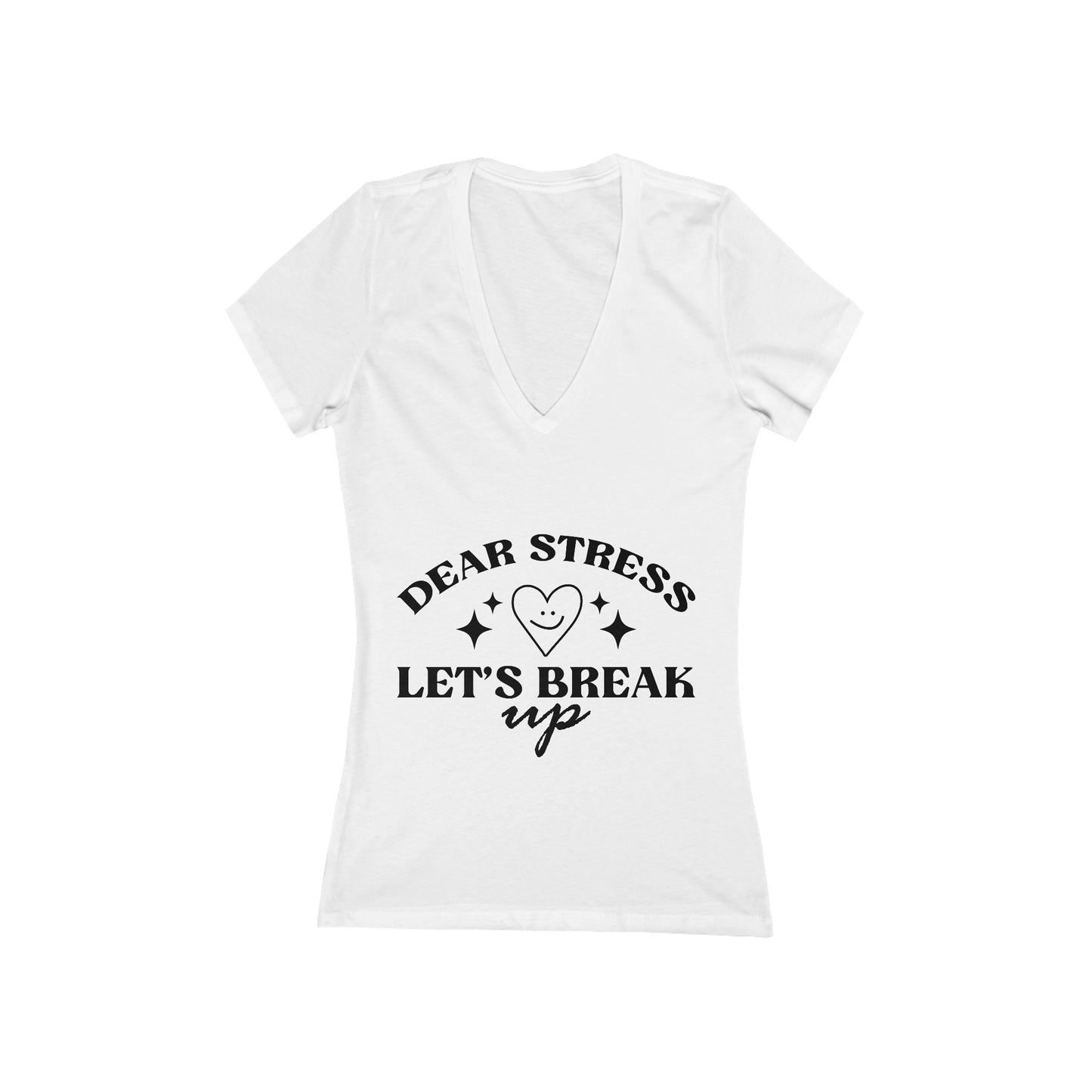 Dear Stress - Women's Jersey Short Sleeve Deep V-Neck Tee