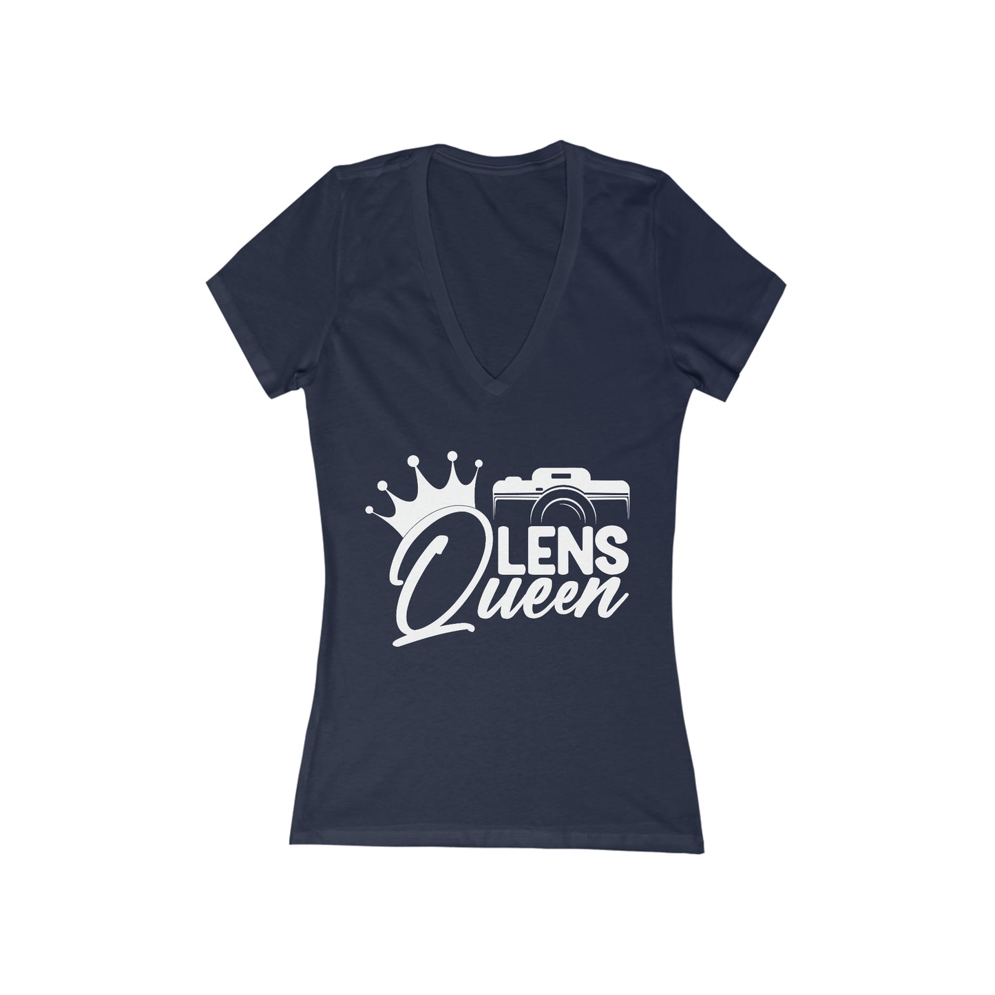 Lens Queen - Women's Jersey Short Sleeve Deep V-Neck Tee
