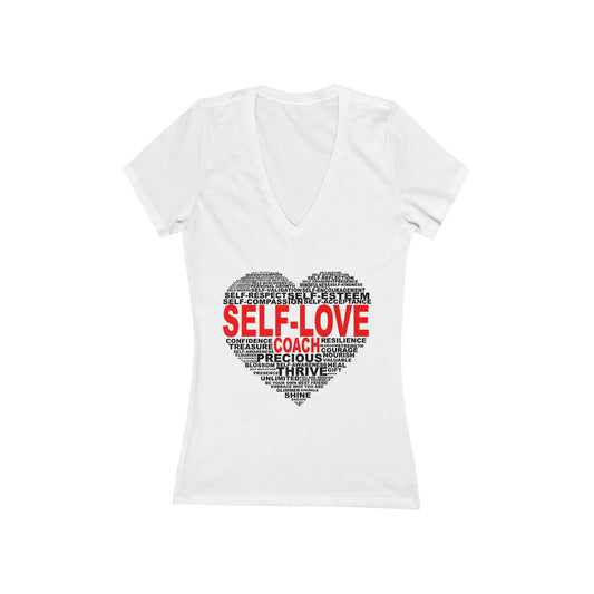 Self Love Coach - Women's Jersey Short Sleeve Deep V-Neck Tee