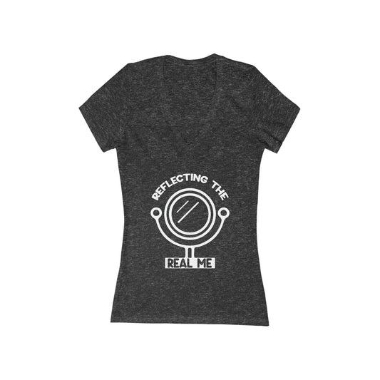 Reflecting the Real Me - Women's Jersey Short Sleeve Deep V-Neck Tee