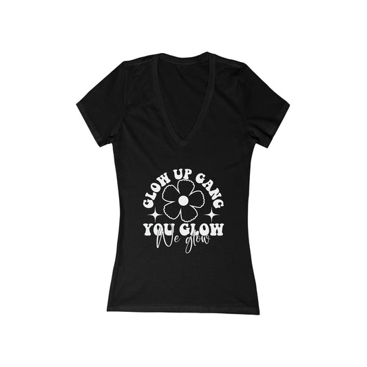 Glow Up Gang - Women's Jersey Short Sleeve Deep V-Neck Tee