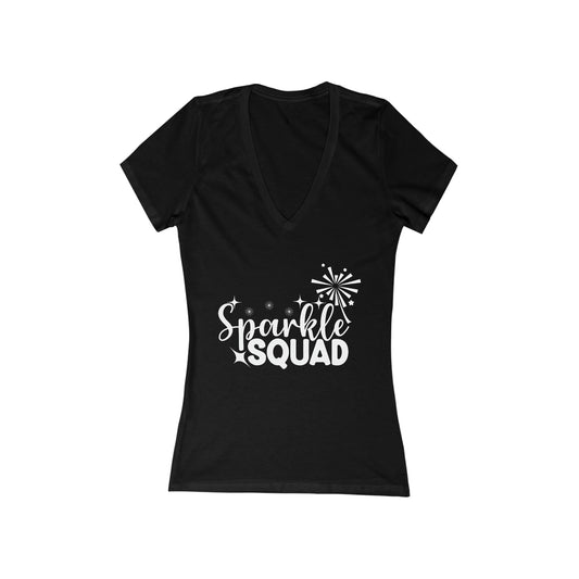 Sparkle Love Women's Jersey Short Sleeve Deep V-Neck Tee