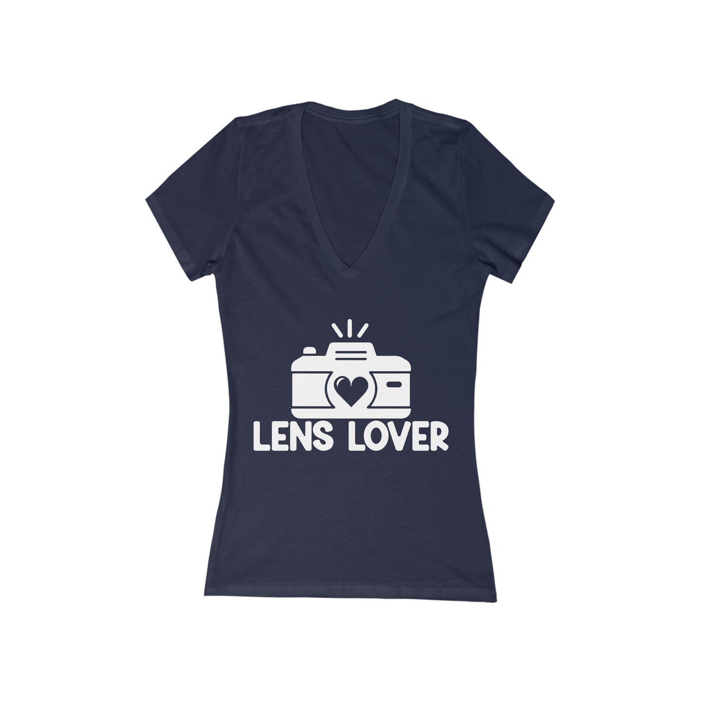 Lens Lover - Women's Jersey Short Sleeve Deep V-Neck Tee