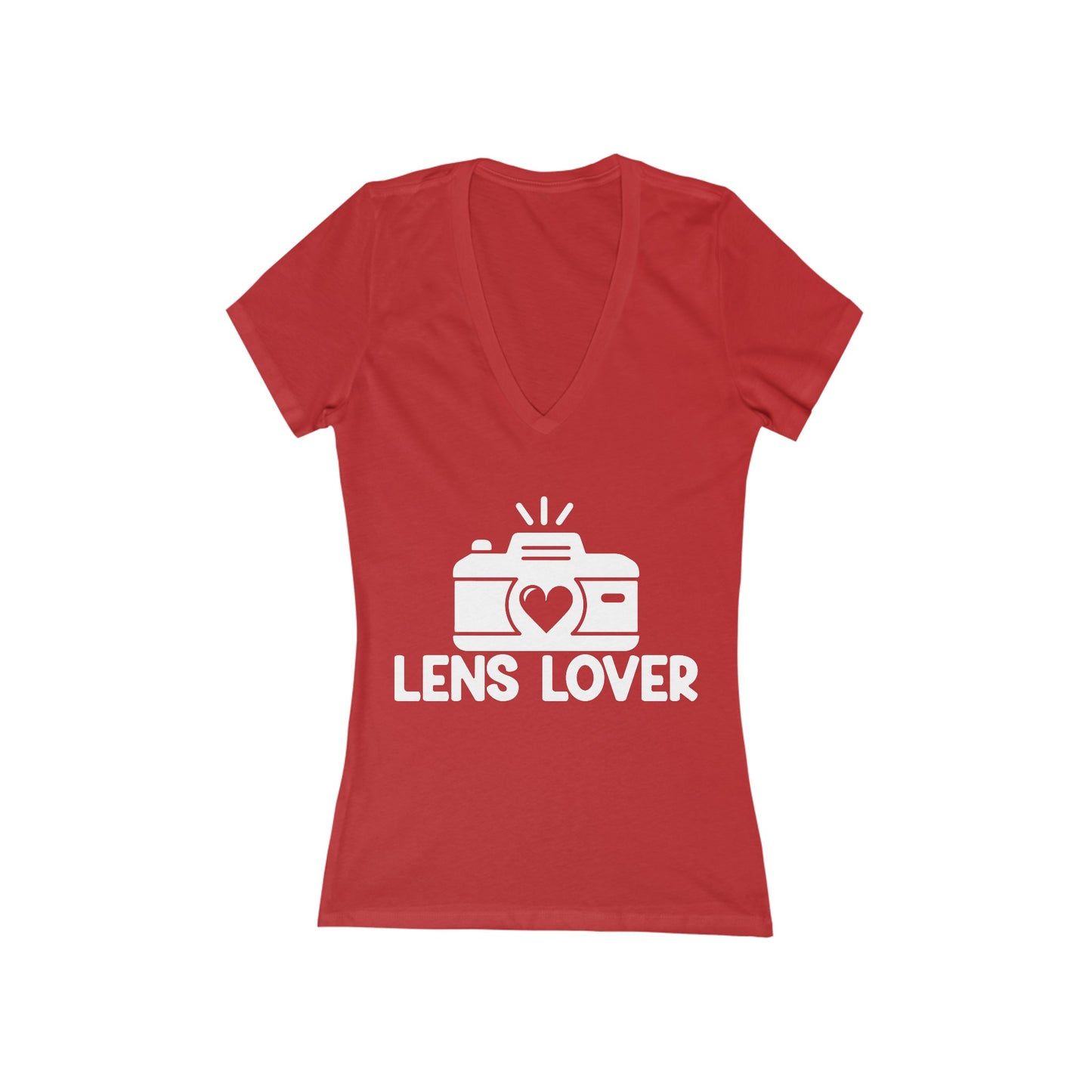 Lens Lover - Women's Jersey Short Sleeve Deep V-Neck Tee
